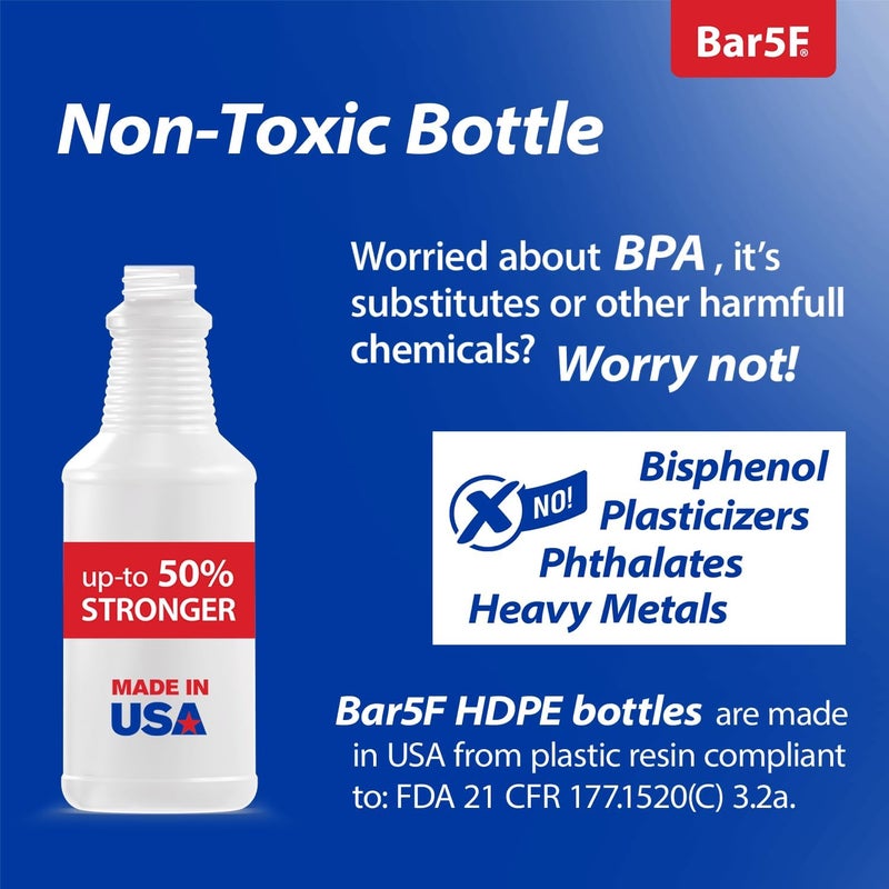 Bar5F Set of 2 Premium Empty 16 oz Spray Bottles, NBR Gasket - Superior Hydrocarbon Resistance - Ideal for Auto Detailing & Industrial Cleaning - Image 3