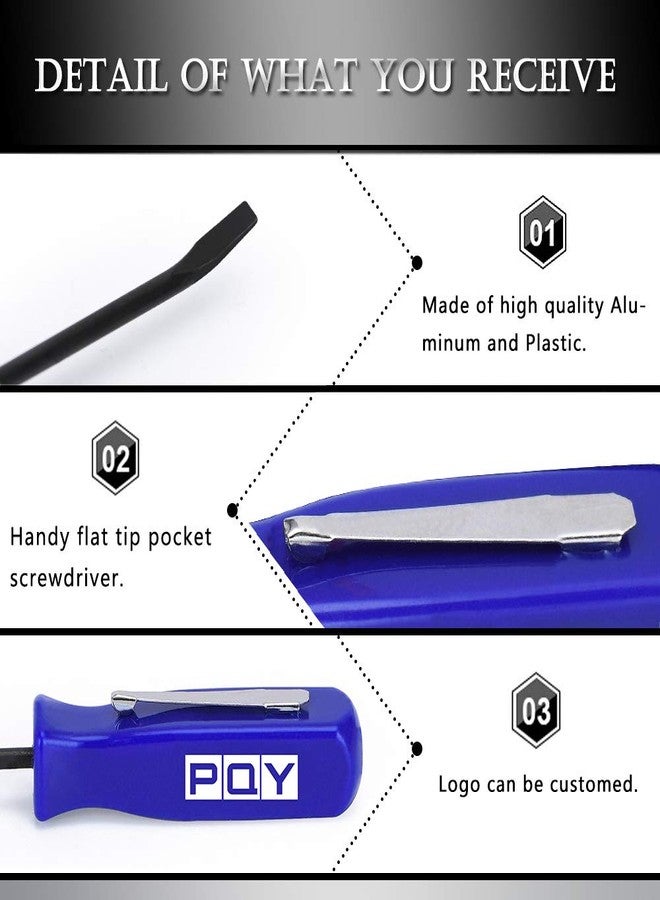 PQY Pocket Magnetic Screwdriver Slotted Head With Magnet Top + Mini Pry Bar Set Blue - Image 4