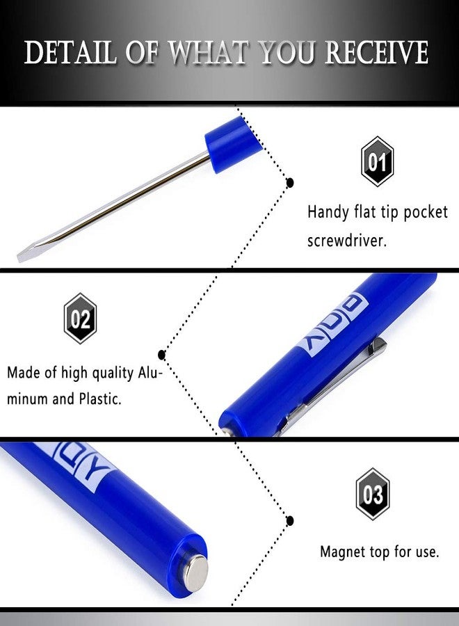 PQY Pocket Magnetic Screwdriver Slotted Head With Magnet Top + Mini Pry Bar Set Blue - Image 3