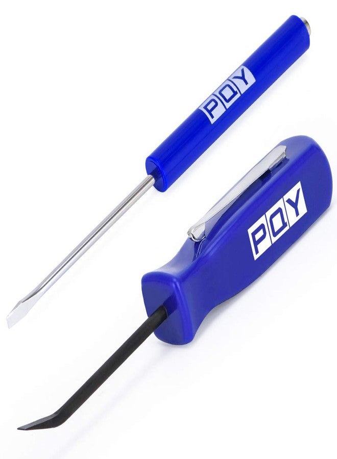 PQY Pocket Magnetic Screwdriver Slotted Head With Magnet Top + Mini Pry Bar Set Blue - Image 1