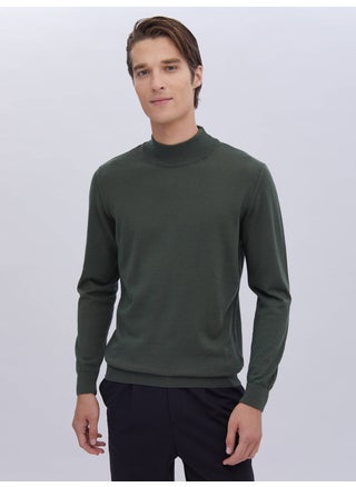 Green Half Turtleneck Plain Knit Wool Blend Sweater - pzsku/Z8687A843CFE21DB3BDB8Z/45/_/1728051237/184c8c69-59ef-4bcf-9d6f-7e1cef6b811a
