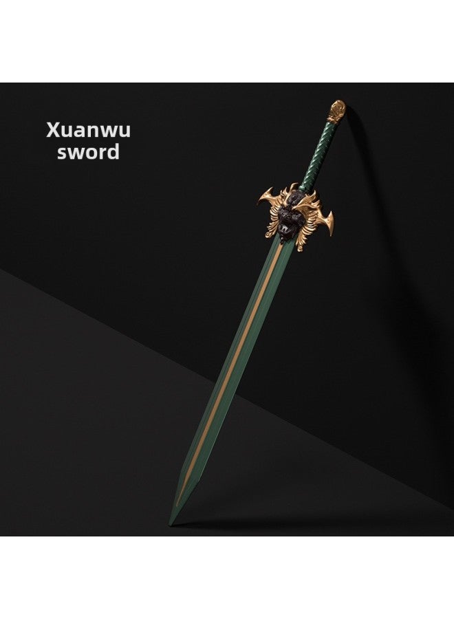 Toy Sword Simulation Vermilion Sword Shield Children's Toy Sword Soft Rubber Material PU Sword Set Sword Toy-Color:Xuanwu Sword  - Image 1