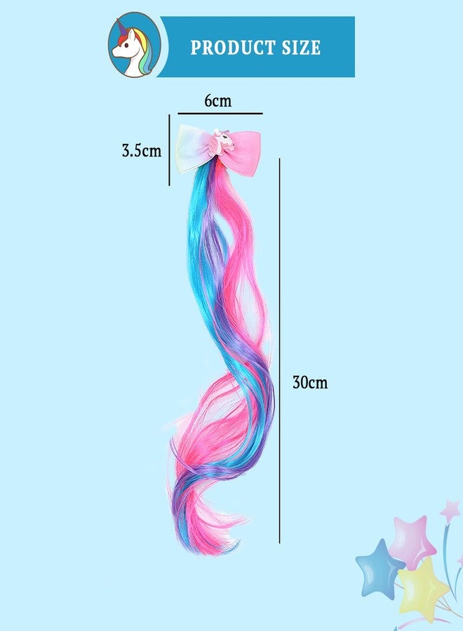 SYGA Children's Cute Cartoon Pony Unicorn Bow Hair Extensions For Girls three colors Hairpin Wig Headdress Colorful Wig(Multi-02) - Image 3