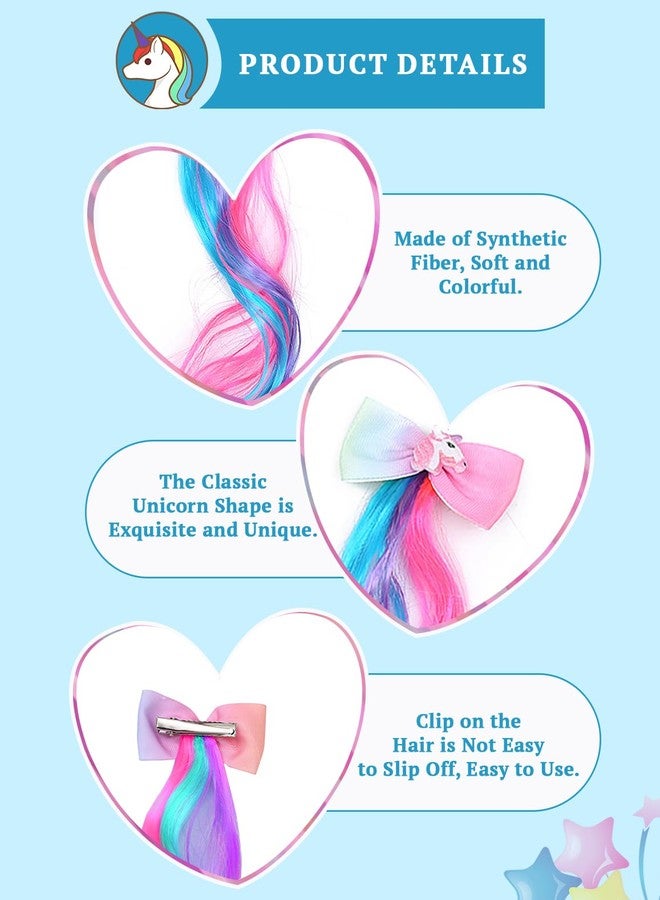 SYGA Children's Cute Cartoon Pony Unicorn Bow Hair Extensions For Girls three colors Hairpin Wig Headdress Colorful Wig(Multi-02) - Image 2