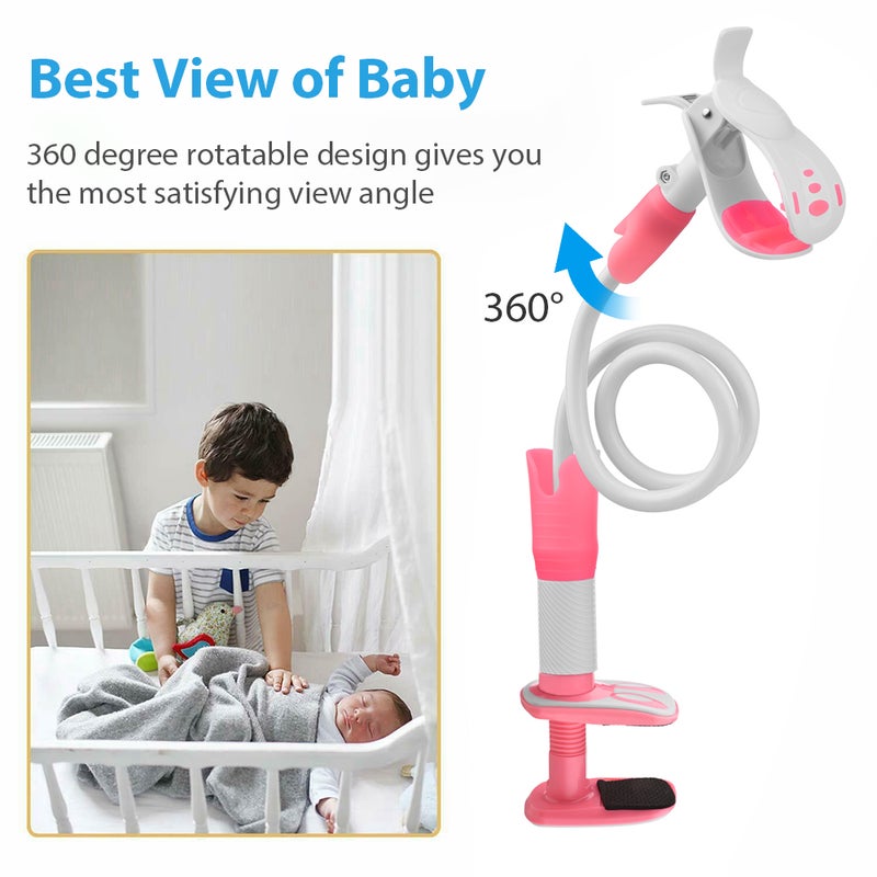Baby Monitor Holder Rotatable Monitor Mount 105cm with Fastening Tape Fit for Most Monitors Crib - Image 3