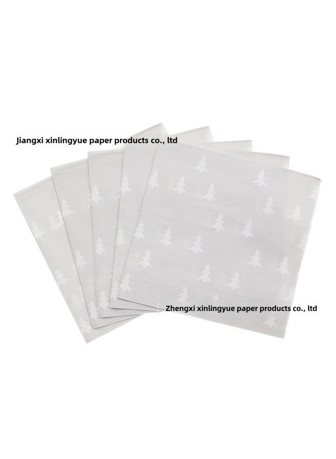 Variety Of Paper Towels Can Make Printed Napkins Disposable Paper Towels To Make Holiday Party Supplies-Color:Tissue 25*25-white Tree - Image 1