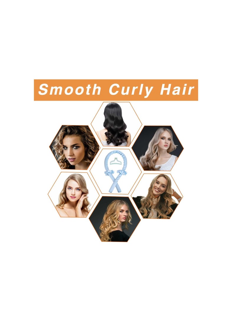 BLOOMING TIME Heatless Hair Rollers, Hair Curlers for Long Hair, No Heat Curling Rod Headband with Hair Clips and Scrunchie, Curl Ribbon Rod Wave, Soft Silk DIY Hair Styling Tools Kit (Blue) - Image 3