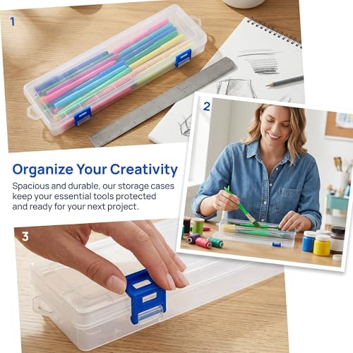 Noamus 8 Pack Plastic Paint Brush Holder, 13" Long Translucent Watercolor Pens Pencils Case with Buckle Design, Paintbrush Drawing Tools Storage Box Container with Hinged Lid for Artist Art Craft - Image 5