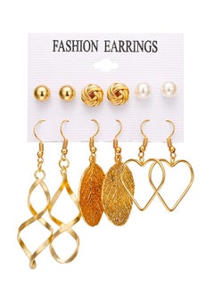 6-Pair Versatile Heart Leaf Shape Drop Earrings