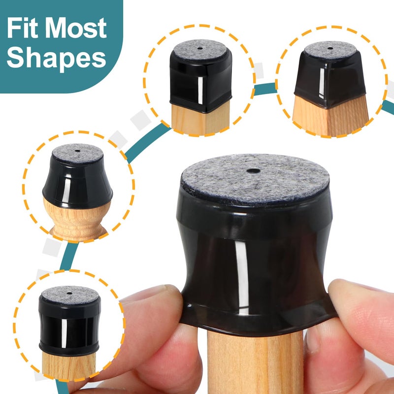 ANSIBLE 24 Pcs Chair Leg Floor Protectors Round  Silicone Felt Furniture Leg Pads Caps Covers For Hardwood Floors (Fit 1-5/16"" To 2"") - Image 3