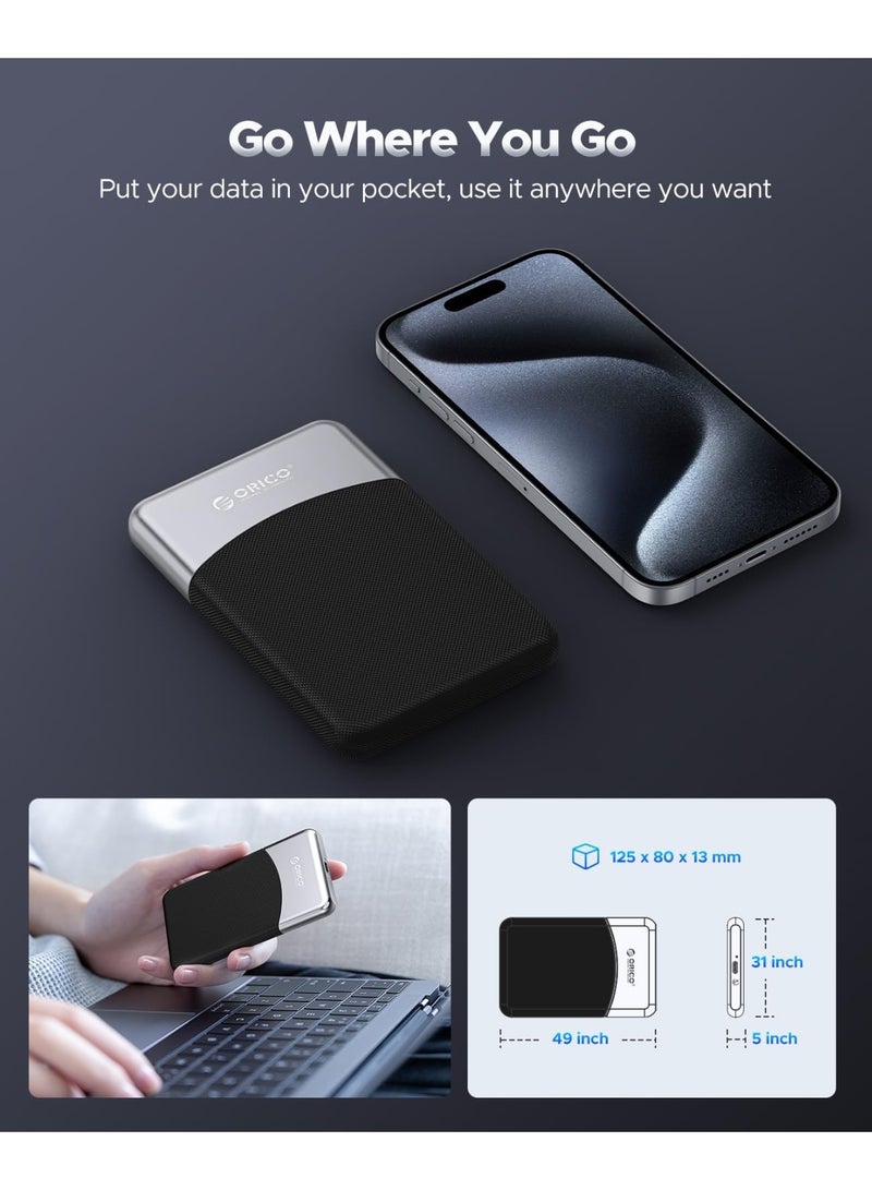 Orico ORICO 512GB External SSD with 2 in 1 USB C Cable, Portable Solid State Drive USB 3.2 Gen 1 Up to 460MB/s, Dust and Drop Resistance, Reliable Storage for USB-C Smartphone, PC, Tablet, Labtop - M25PRO - Image 5