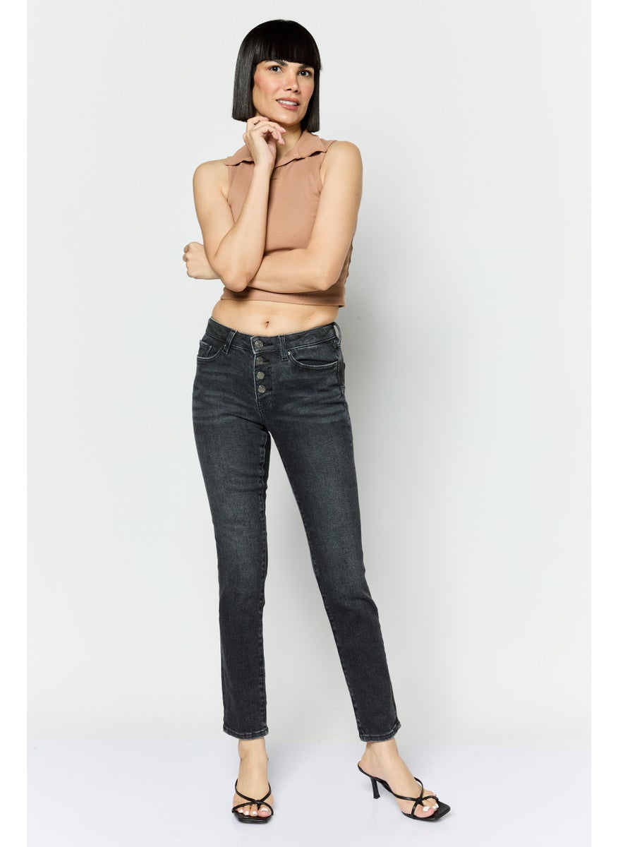 ESPRIT - Women Slim Fit Washed Stretchable Jeans, Black - Image 1