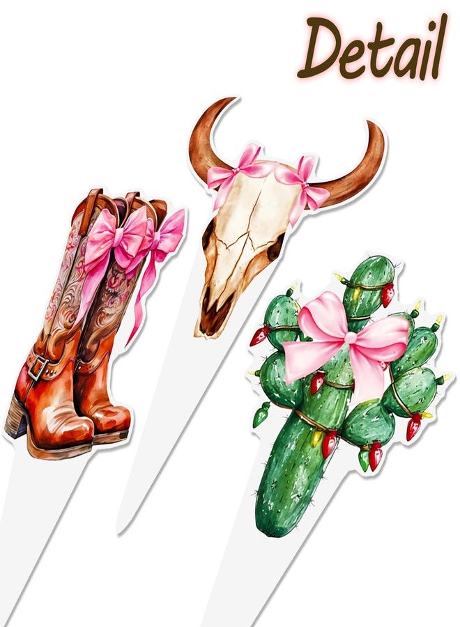 اوموني 48 قطعة من زينة الكب كيك على شكل فيونكة راعية البقر الغربية، باللون البني والوردي، زينة عيد ميلاد راعية البقر، زينة كب كيك على شكل فيونكة ديسكو على شكل صبار، زينة كعكة للفتيات والنساء، لوازم حفلات استقبال المولود الجديد وحفلات توديع العزوبية - Image 4