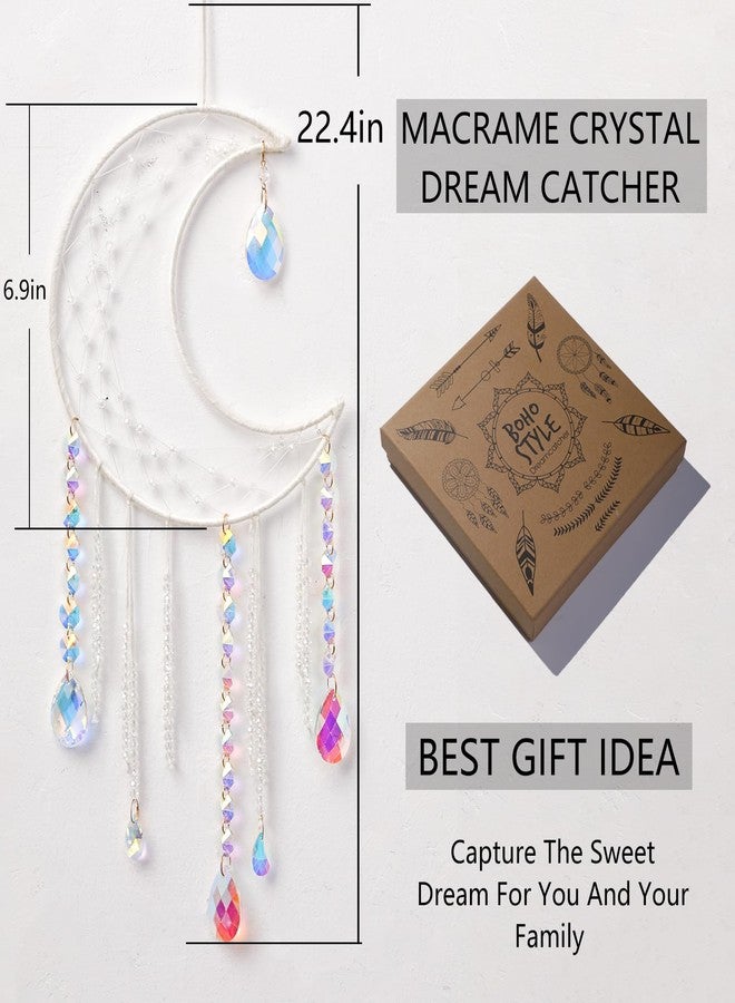 Artilady Dream Catchers with Crystals - Large White Boho Moon Dream Catcher Wall Decor House Decorations for Home Girls Kids Baby Bedroom Room Decor Christmas Birthday Teen Girl Boys Gifts - Image 5