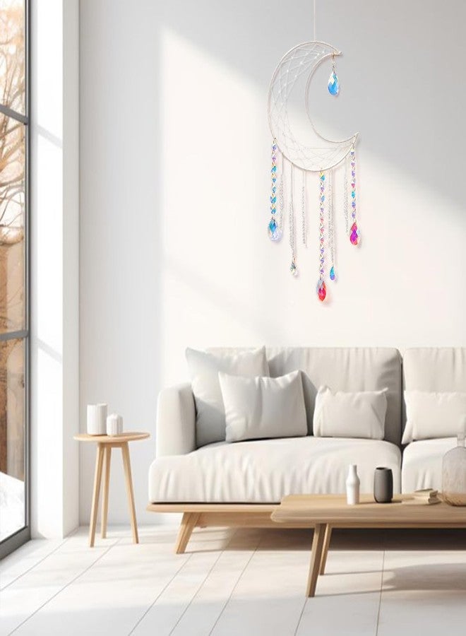 Artilady Dream Catchers with Crystals - Large White Boho Moon Dream Catcher Wall Decor House Decorations for Home Girls Kids Baby Bedroom Room Decor Christmas Birthday Teen Girl Boys Gifts - Image 4