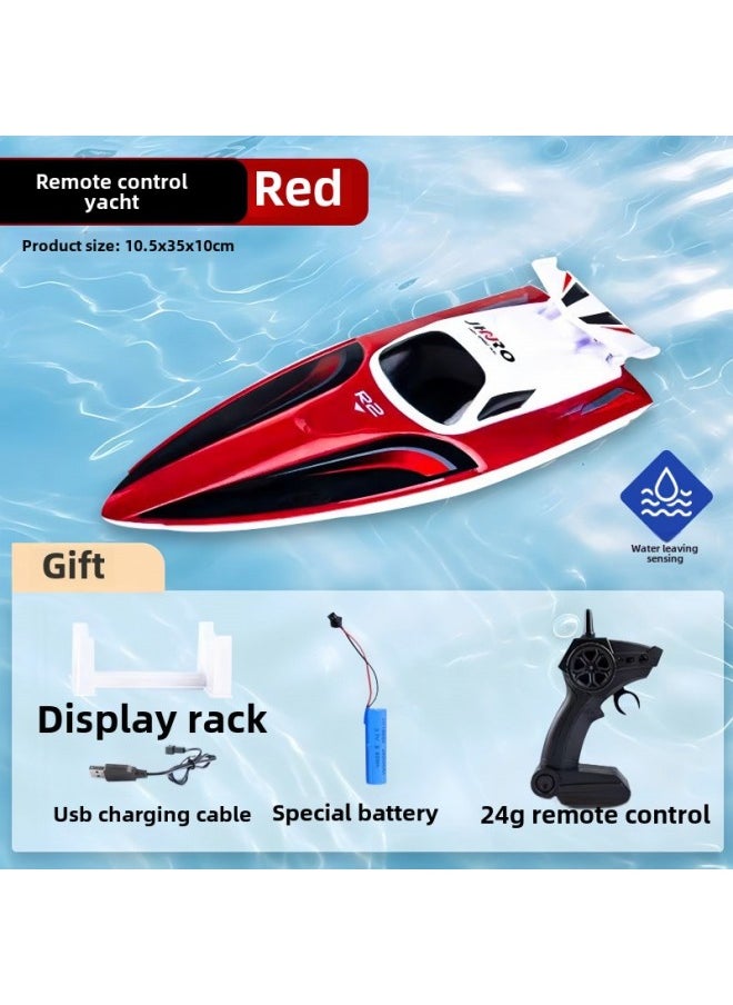 PuB Remote Control Speedboat Super Large High Speed Remote Control Boat Children Charging Ship Electric Boat Boy Toy Boat Model-Color:Battle Red [fast 50km + Water Off Sensor + Free Display Stand]-Specifications:3 Rechargeable Lithium Batteries [180 Minutes Of Battery Life + Replacement Warranty]  - Image 1