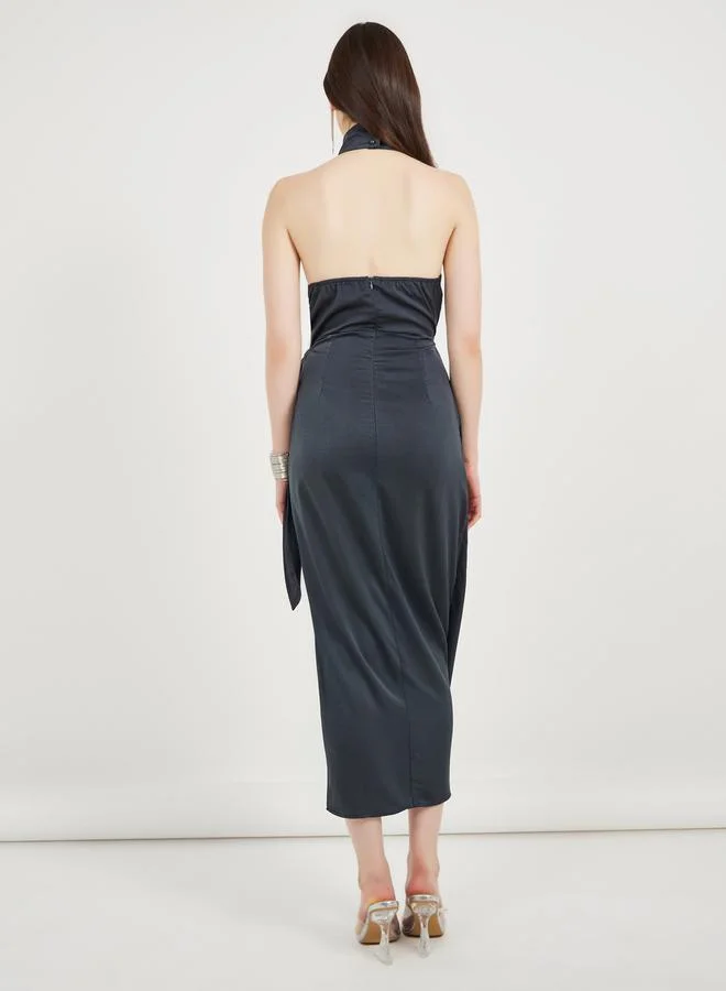 Styli Halter Neck Midi Dress