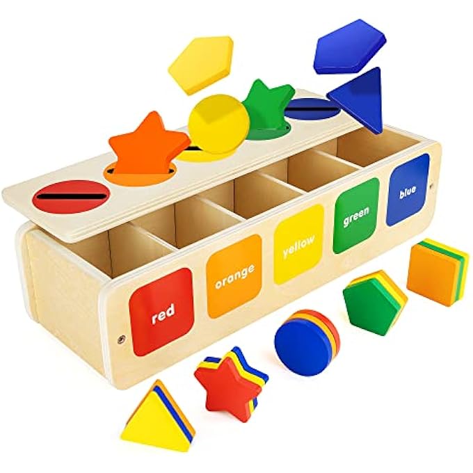 TODDLERS MONTESSORI WOODEN TOY FOR 1 2 3 YEAR OLD BOYS GIRLS, SHAPE SORTING AND COLOR MATCHING BOX TOY FOR TODDLERS,BABY, EARLY LEARNING TOY FOR RECOGNIZING SHAPE AND COLOR - Image 2