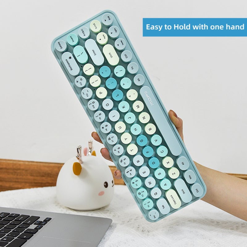 Mofii 2.4G Wireless Keyboard Combo 68 Keys Retro Round Keyboard Ergonomic Suitable for Desktop PC Laptop Devices 3-gear Adjustable DPI Green - Image 5