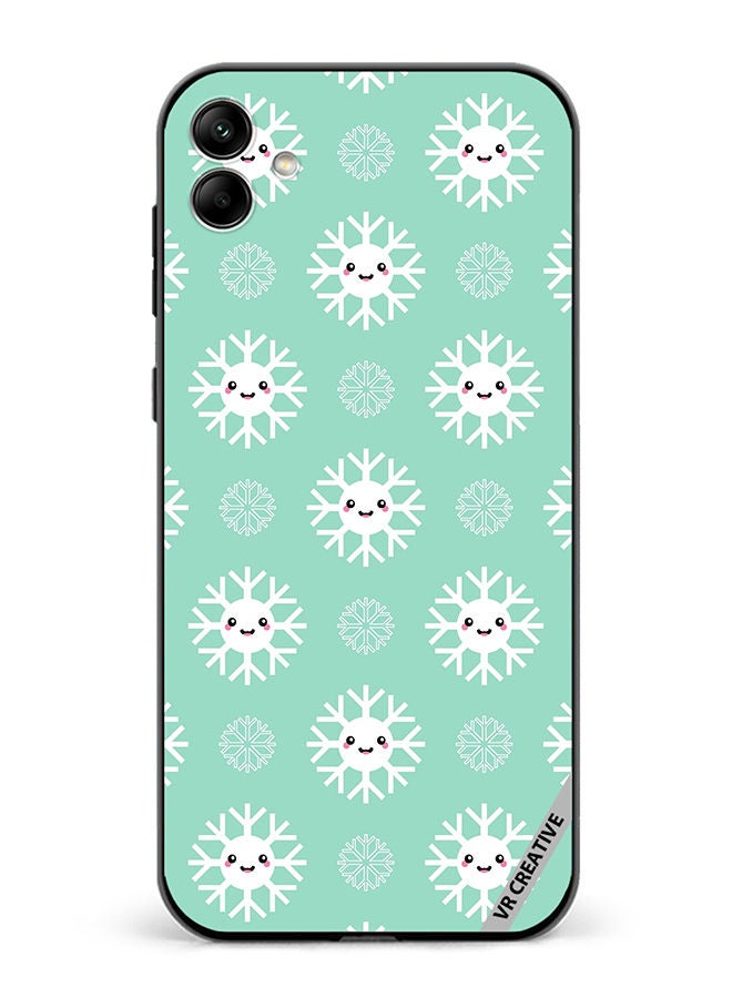 VR CREATIVE Protective Case Cover For Samsung Galaxy A04 Cute And Happy Snowflakes Characters Design Multicolour - Image 1