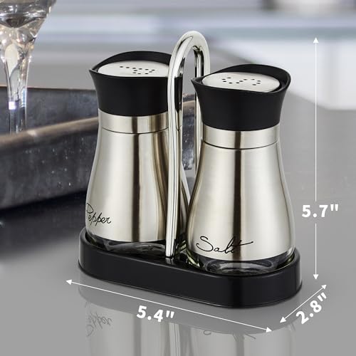 Lonffery Salt and Pepper Shakers Set, Stainless Steel Salt Containers with Glass Bottle for Table, RV, Camp, BBQ, Set of 2 - Image 5