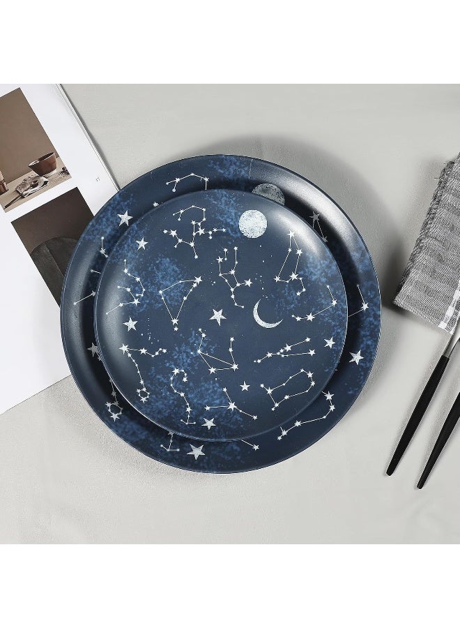 Gofunfun 12 Piece Melamine Dinnerware Sets for 4 Starry Pattern Camping Dishes Set for Indoor and Outdoor Use Dishwasher Safe Plates and Bowls Sets Dark Blue - Image 3