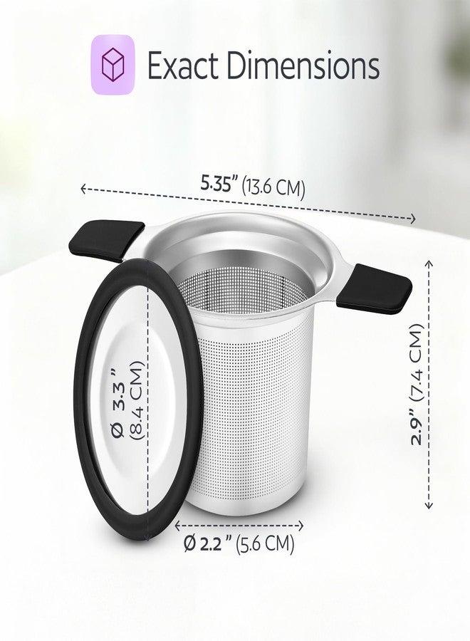 GoodCups Stainless Steel Tea Infuser for Loose Leaf Tea - Extra Fine Mesh Strainer with Heat Proof Double Handles & Lid, Reusable Filter Fits Mugs, Cups & Teapots, Black - Image 2