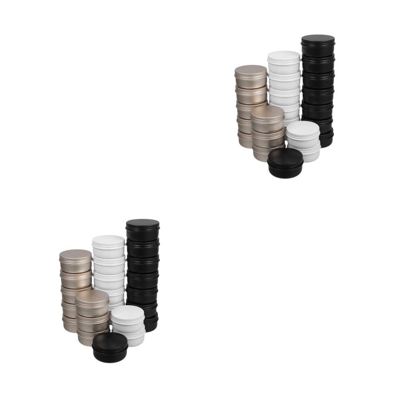48 Pcs 50ml Aluminium Box Tea Cosmetics Container Empty Makeup Cream Box Screw-Thread Box Golden Black White for Each 8Pcs - Image 1