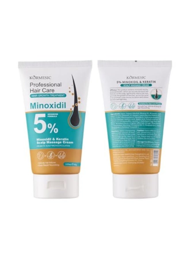 Kormesic 5% Minoxidil & Keratin Scalp Massage Cream 100G, Hair Growth Treatment Scalp Cream with Minoxidil 5%, Strengthen Hair Promote Hair Regrowth Reduce Hair Loss for Women & Men - Image 2