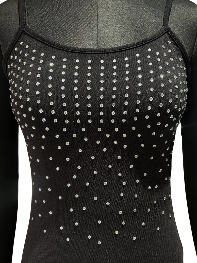 Outzidr  Black Fitted Bodycon Embellished Dress for Women | Best Price UAE