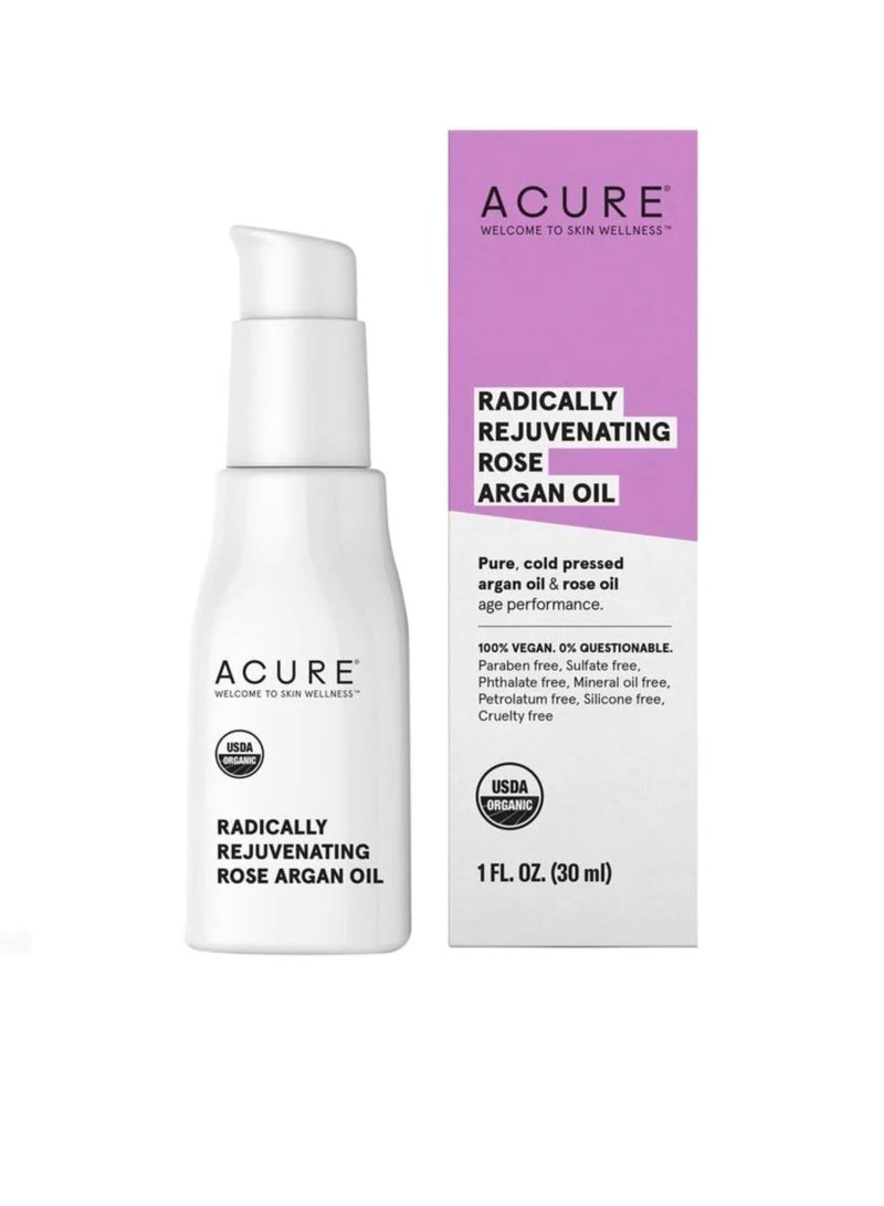 Acure ACURE Radically Rejuvenating Rose Argan Oil - Anti-Aging Support with Pure, Cold Pressed Argan & Rose Oil - Face, Hair & Body Oil Serum Rich in Vitamin E - Lightweight, Non-Greasy, Vegan - 1 Fl Oz  - Image 1