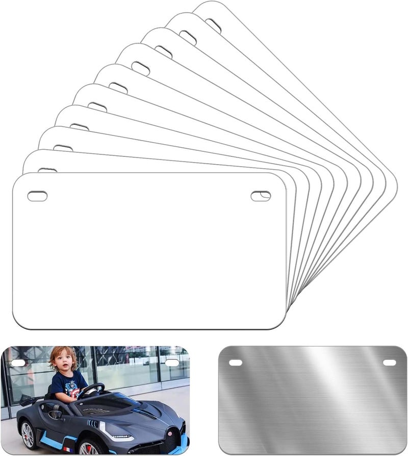 Ickimee 12 Pack 7"X4" Small Sublimation License Plate Blanks, 0.65mm Aluminum Thermal Transfer DIY Picture Mini Blank, Custom Car Tags Plates for Motorcycle, Golf Cart, ATV, Kids Toy Car, Bicycles - Image 1
