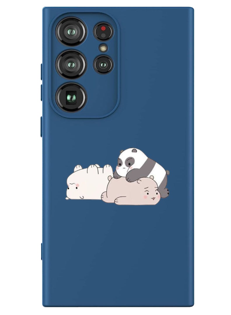 Theodor Protective Slim Fit Case Liquid Silicone Cover with Full Body Protection Anti-Scratch Shockproof Case For Samsung Galaxy S24 Ultra (Blue) - Panda friends - Image 1