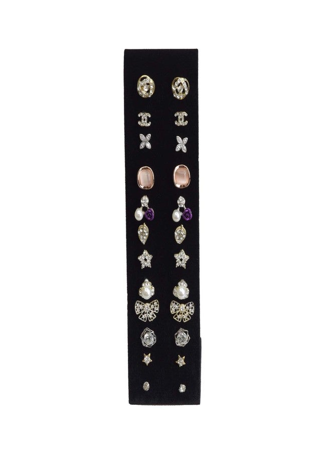 MOOCA 2-Piece Set, Premium Adjustable Earring Display Stand for 12 Pairs of Earrings, 2 W x 2 7/8 D x 6 5/8 H in, Black Velvet - Image 4