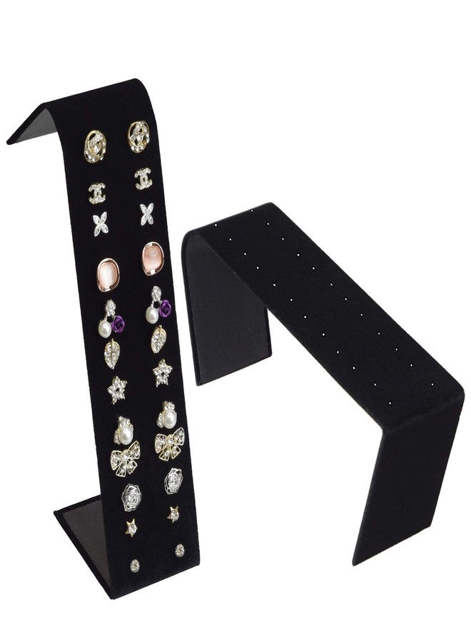 MOOCA 2-Piece Set, Premium Adjustable Earring Display Stand for 12 Pairs of Earrings, 2 W x 2 7/8 D x 6 5/8 H in, Black Velvet - Image 3