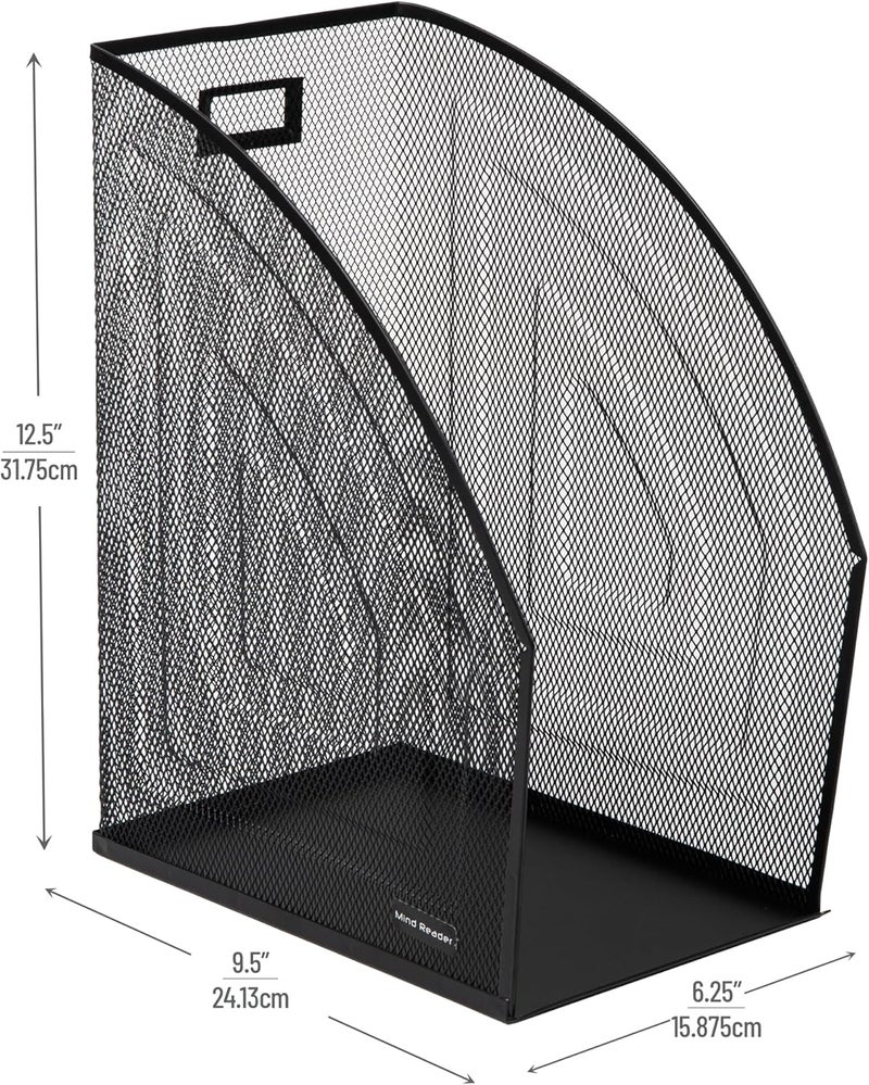Mind Reader Vertical File Storage, Set of 2, Desktop Organizer, Workspace, Office, Metal Mesh, 6.25"L x 10"W x 12.5"H, Black - Image 3
