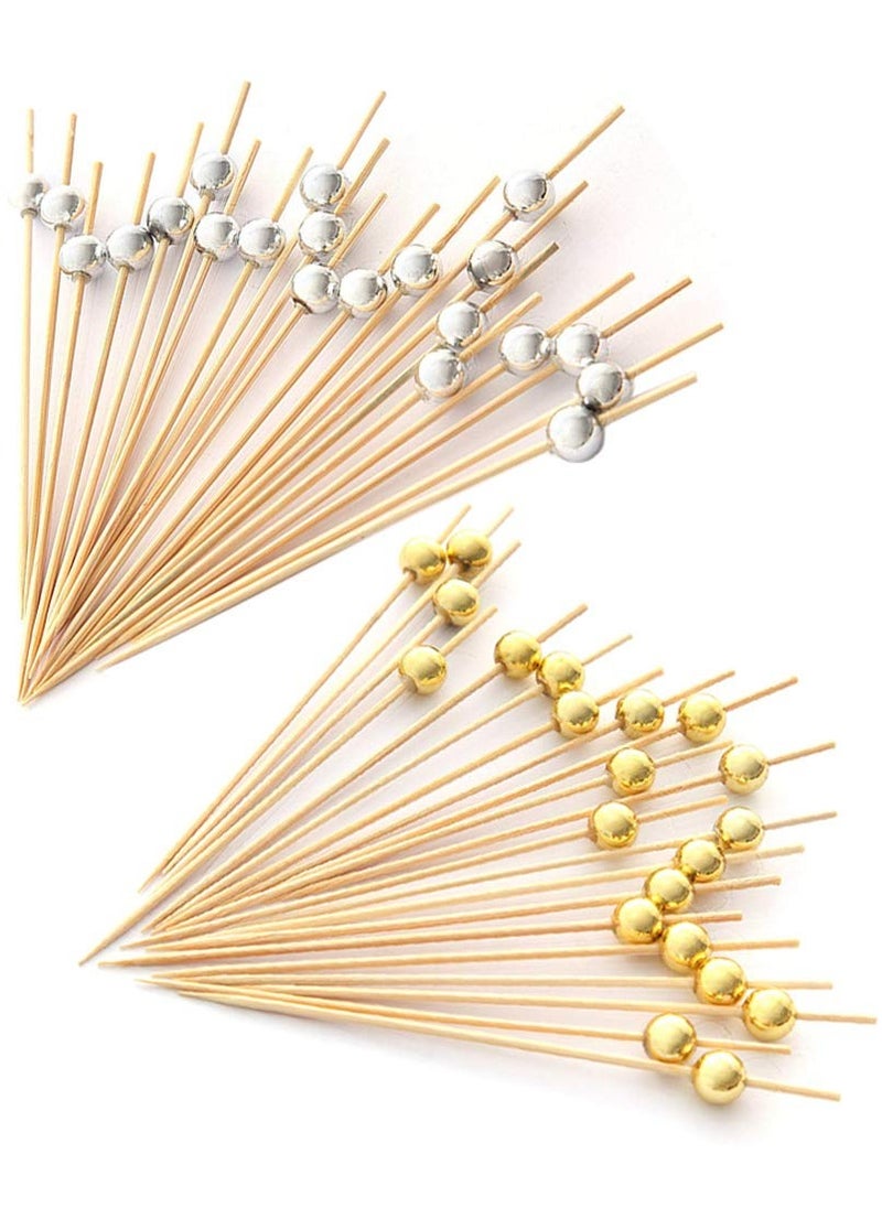 sokany 200 Pieces Cocktail Picks Count Sticks Wooden Toothpicks, Party Supplies Gold Pearl and Silver Pearl (Multicolour)  - Image 1