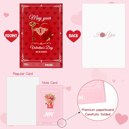 TICIAGA 24 Set Valentine's Day Vintage Blessed Greeting Cards with Envelop Retro Religious Sticker for Kid DIY Flower Heartfelt Notecard Exchange Gifts for Boys and Girls Christian School Party Favors - Image 3