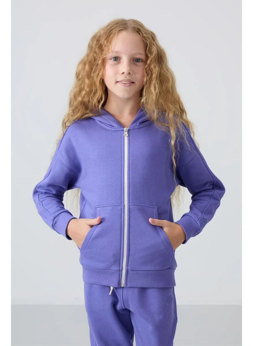 Tommy Life Lavender Cotton Fluffy Soft Texture Standard Fit Embroidered Girls Tracksuit - 75148