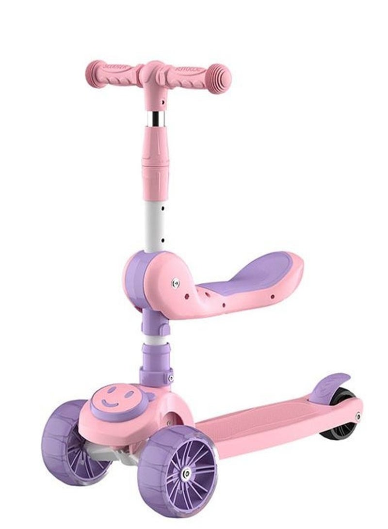 يوڠام سكوتر قابل لتعديل الارتفاع مع مقعد وسطح عريض وخفيف الوزن مزود بعجلات LED مضيئة ومقعد قابل للإزالة للأولاد والبنات - Image 1