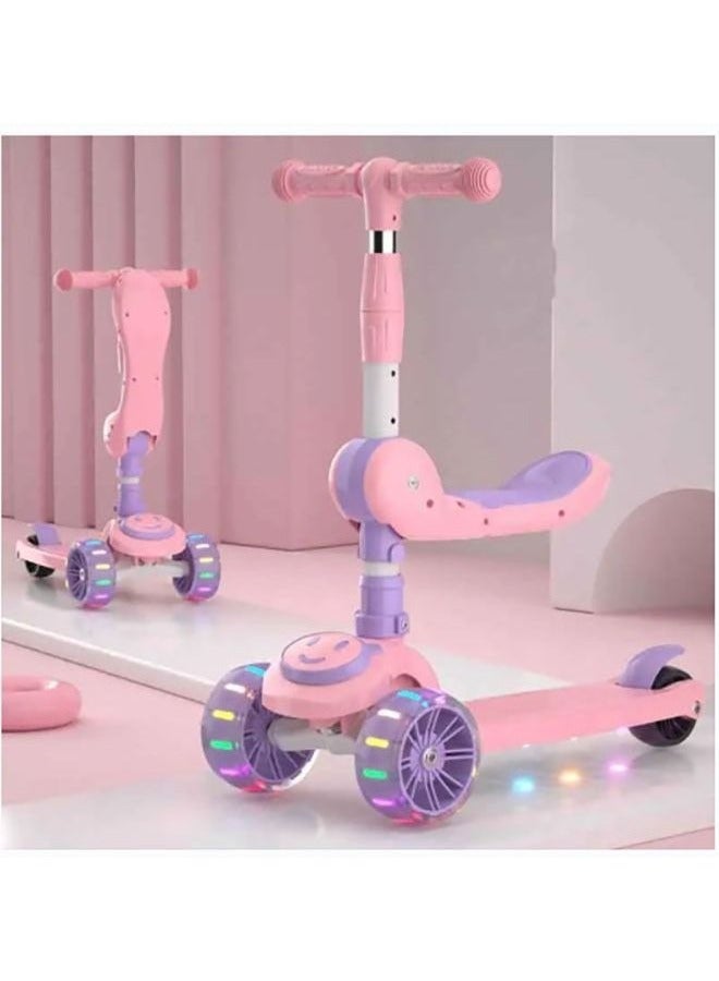 يوڠام سكوتر قابل لتعديل الارتفاع مع مقعد وسطح عريض وخفيف الوزن مزود بعجلات LED مضيئة ومقعد قابل للإزالة للأولاد والبنات - Image 2