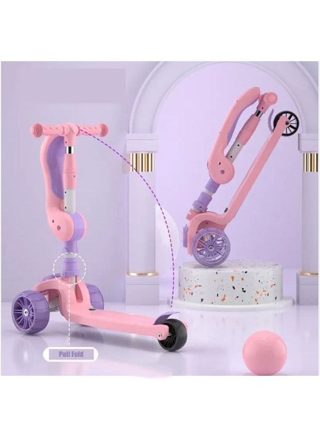 يوڠام سكوتر قابل لتعديل الارتفاع مع مقعد وسطح عريض وخفيف الوزن مزود بعجلات LED مضيئة ومقعد قابل للإزالة للأولاد والبنات - Image 4