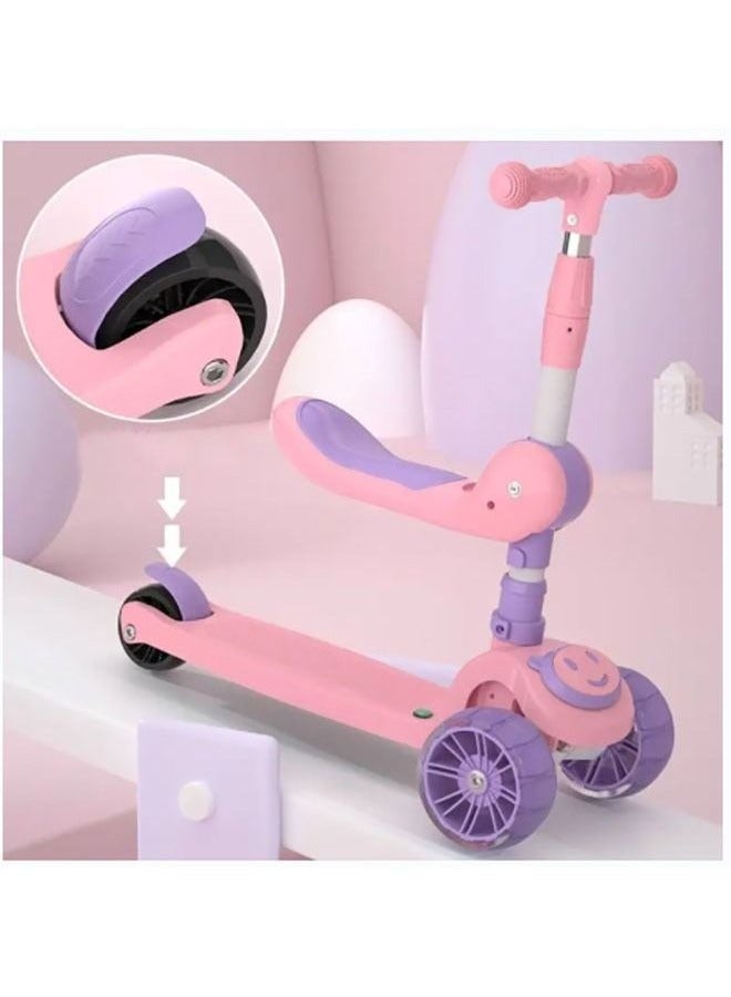 يوڠام سكوتر قابل لتعديل الارتفاع مع مقعد وسطح عريض وخفيف الوزن مزود بعجلات LED مضيئة ومقعد قابل للإزالة للأولاد والبنات - Image 5