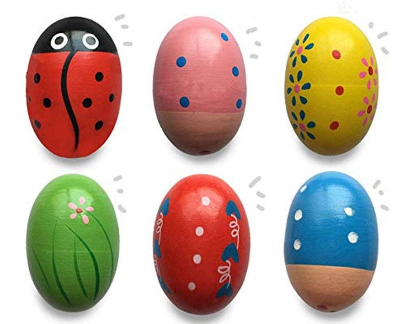 JoFAN 6 Pack Wooden Percussion Musical Shake Eggs Shakers for Kids Boys Girls Toddlers Christmas Stocking Stuffers Gifts Party Favors - Image 1