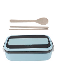 Thoraya 304 Stainless Steel Bento Box Adult Lunch Box Single Layer Microwave Safe Portable Split Bento Box for Students Office Workers Sky Blue  - Image 1