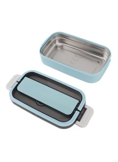 Thoraya 304 Stainless Steel Bento Box Adult Lunch Box Single Layer Microwave Safe Portable Split Bento Box for Students Office Workers Sky Blue  - Image 2