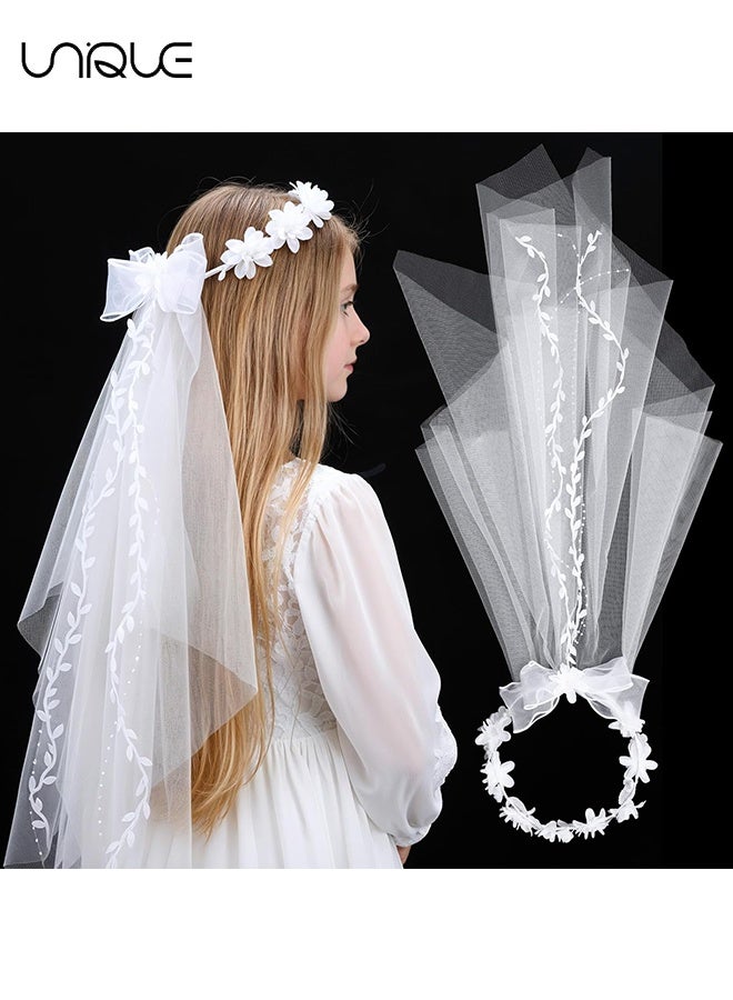 Unique Flower Crowns for Women, Floral Crown with Wedding Veil Headpiece for Wedding Bridal Festival Photography Hair Wreath Accessory Hairbands for Girls - Image 1
