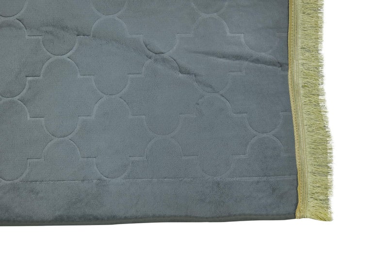 Home Dwell Premium Velvet Prayer Mat 70x110 cm – Anti-Slip Soft Muslim Janamaz with Tasbih – Comfortable Islamic Prayer Rug – Ideal for Daily Use & Gifting – Grey - Image 4