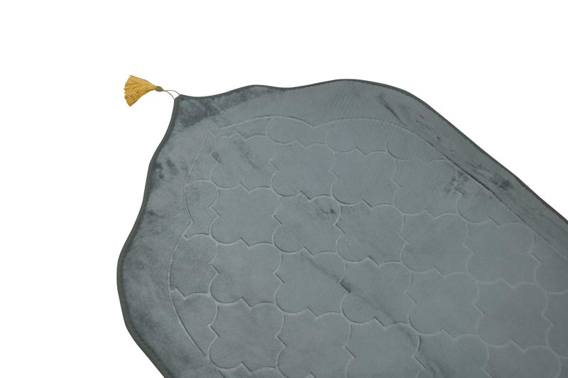 Home Dwell Premium Velvet Prayer Mat 70x110 cm – Anti-Slip Soft Muslim Janamaz with Tasbih – Comfortable Islamic Prayer Rug – Ideal for Daily Use & Gifting – Grey - Image 3