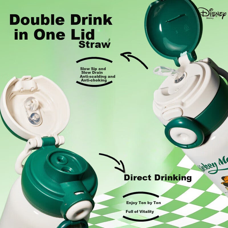 Disney Children's Insulated Cup with Straw, 316 Stainless Steel Large Capacity Water Bottle, Portable Specialized Cup for Boys And Girls, Elementary School Students - Image 2